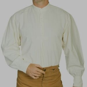 SCULLY Vintage Peruvian Cotton Western Shirt Men's L Natural Billow Sleeve Dress